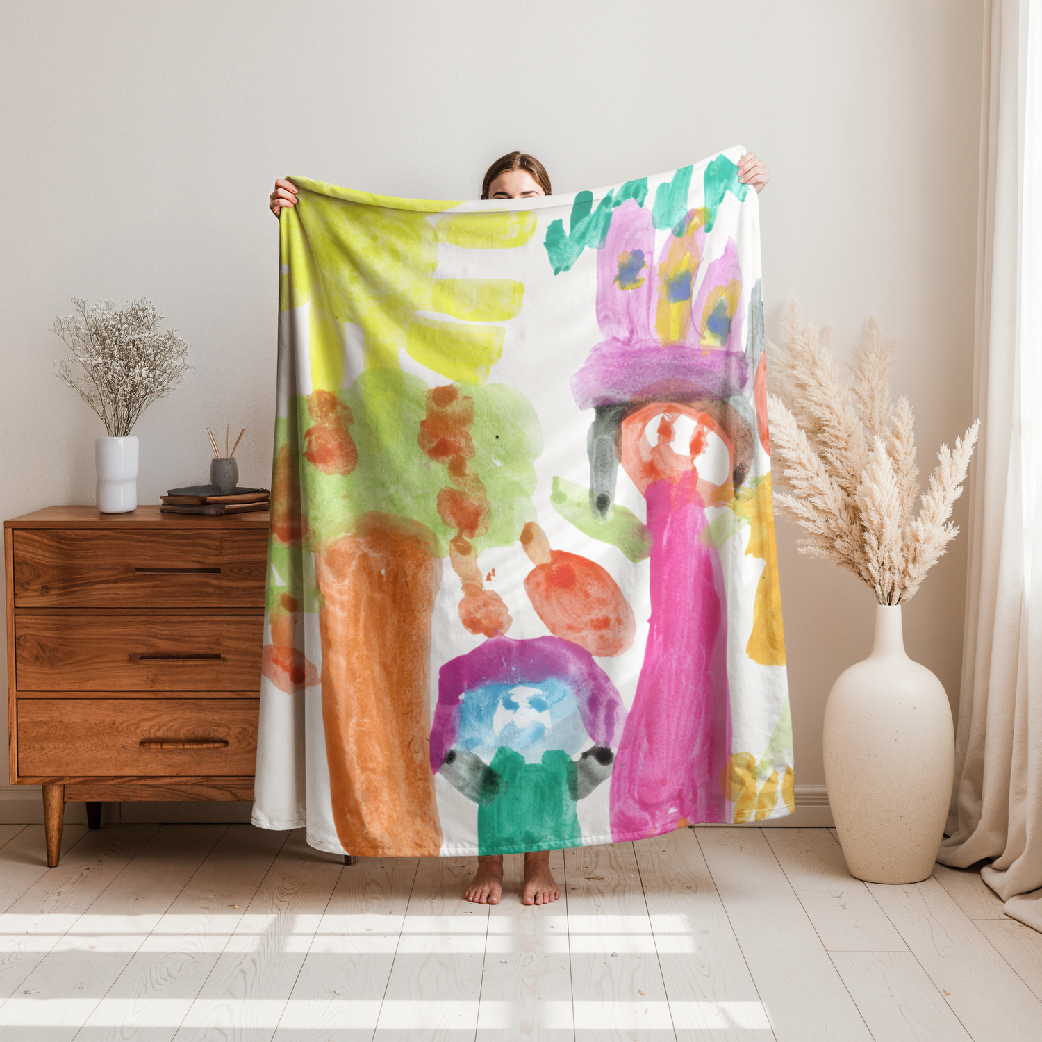 Kuscheldecke mit Kinderzeichnung oder persönlichem Text/Design